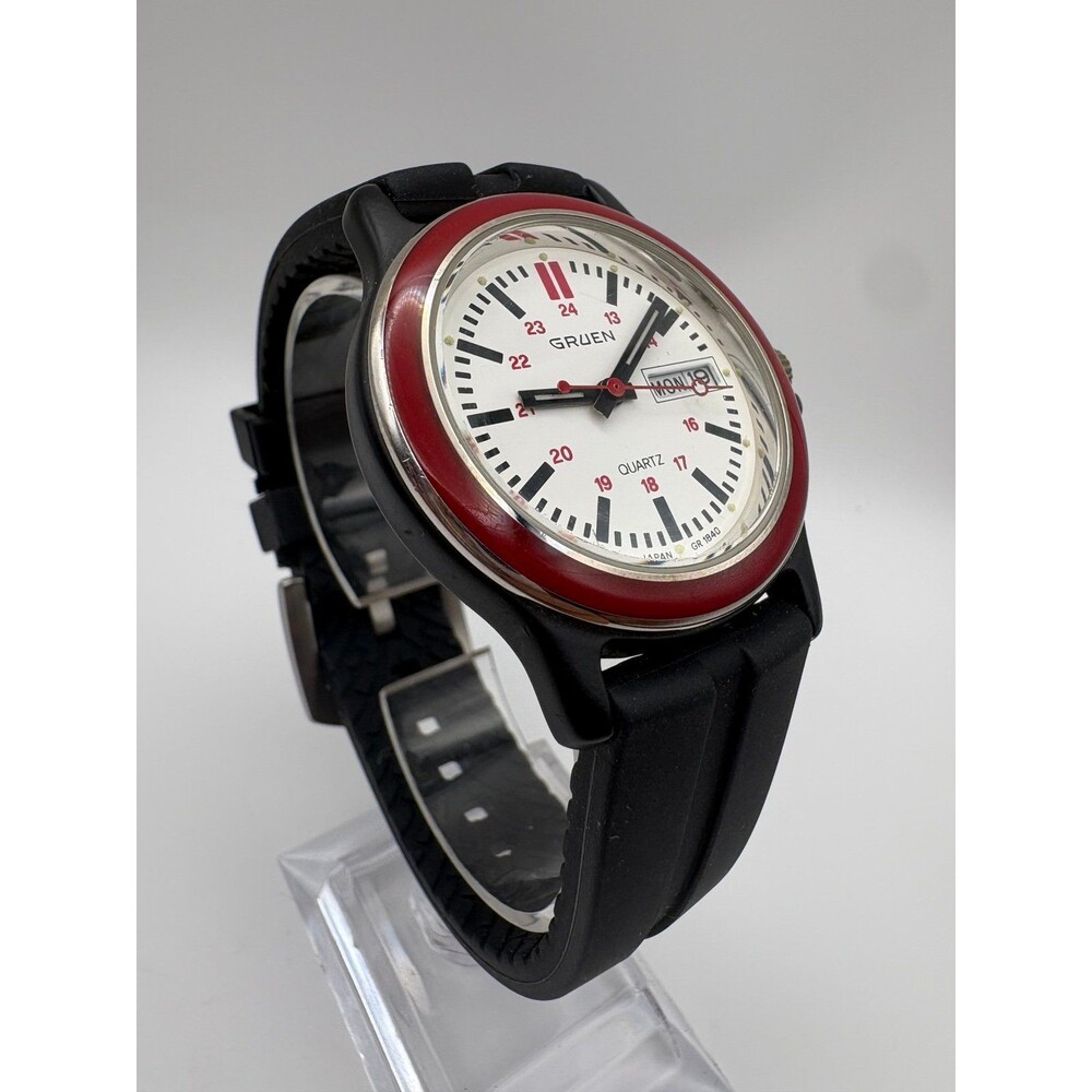Vintage Gruen Sport Quartz Day-Date 38mm Watch | New Battery & Tire Strap